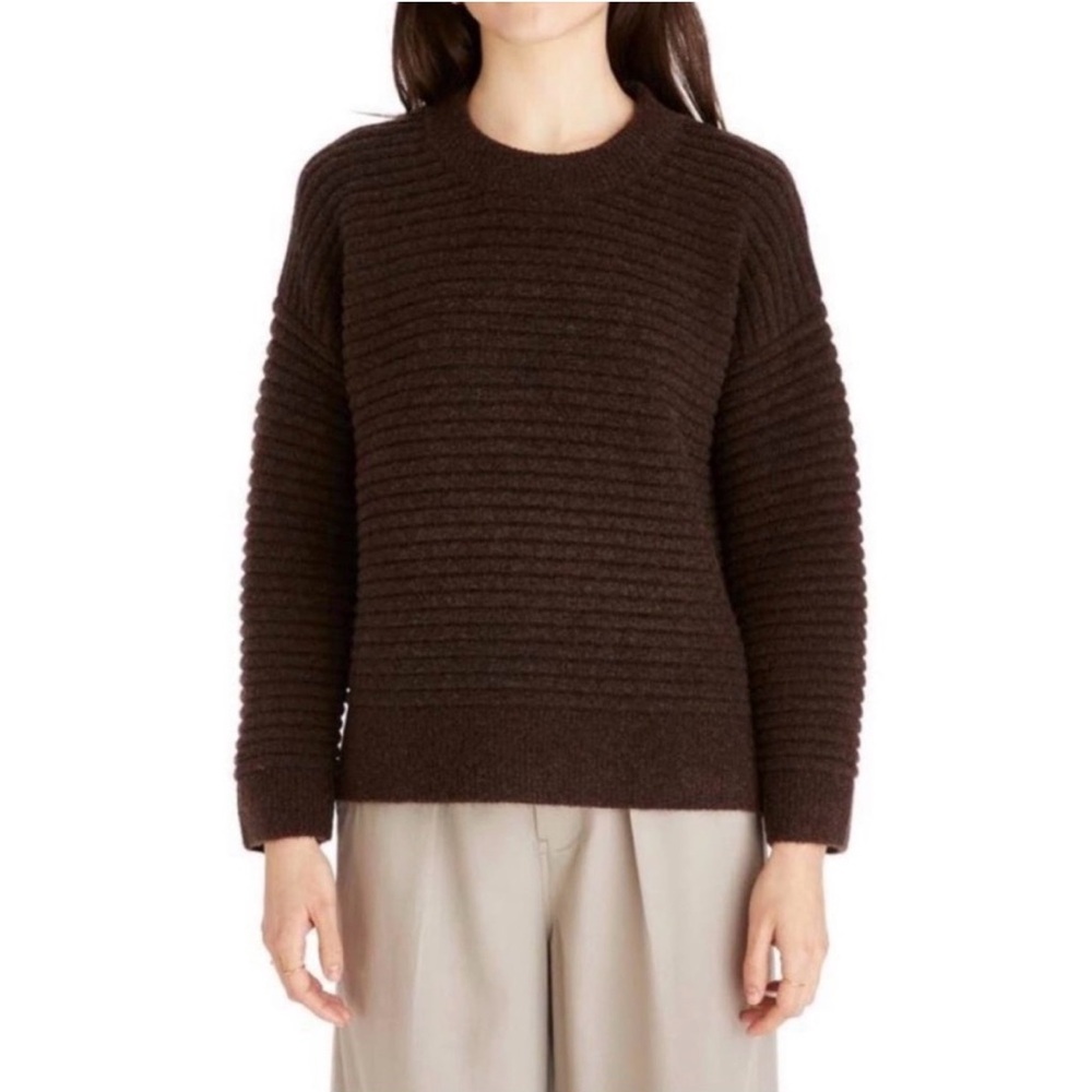 Madewell Chocolate Ribbed Crew Neck Sweater